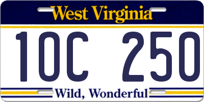 WV license plate 1OC250