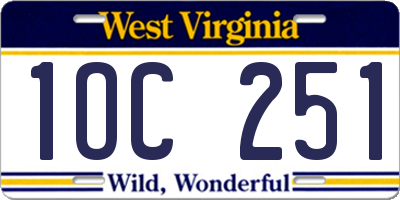 WV license plate 1OC251