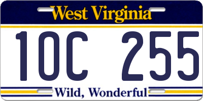 WV license plate 1OC255