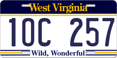 WV license plate 1OC257