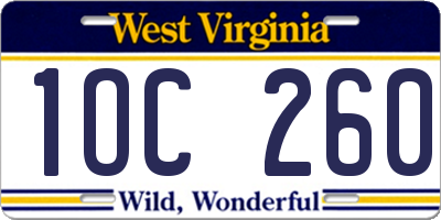 WV license plate 1OC260