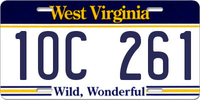 WV license plate 1OC261