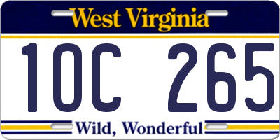 WV license plate 1OC265