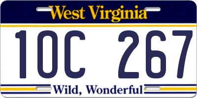 WV license plate 1OC267