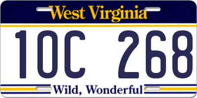 WV license plate 1OC268