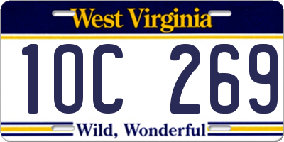 WV license plate 1OC269