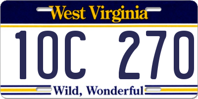 WV license plate 1OC270