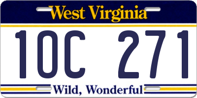 WV license plate 1OC271