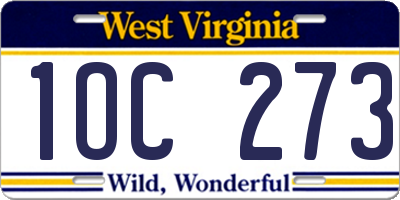 WV license plate 1OC273