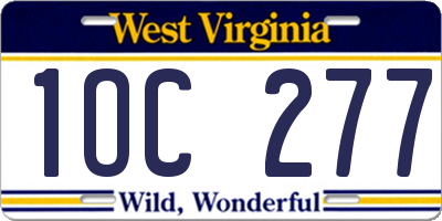 WV license plate 1OC277