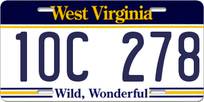 WV license plate 1OC278