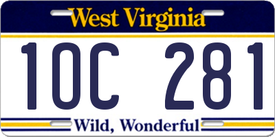 WV license plate 1OC281