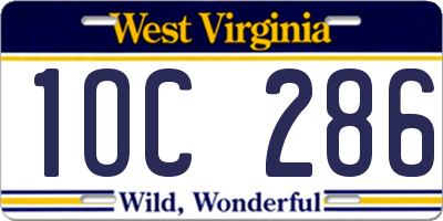 WV license plate 1OC286