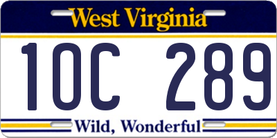 WV license plate 1OC289