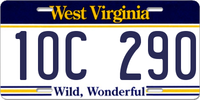 WV license plate 1OC290