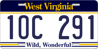 WV license plate 1OC291