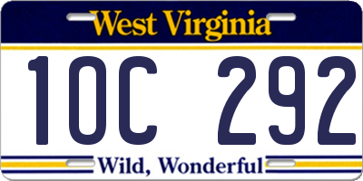WV license plate 1OC292