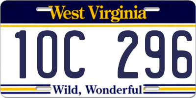 WV license plate 1OC296