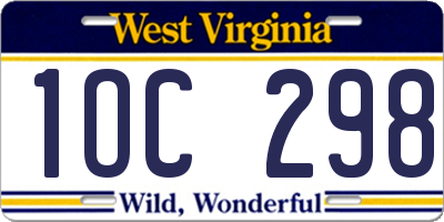 WV license plate 1OC298