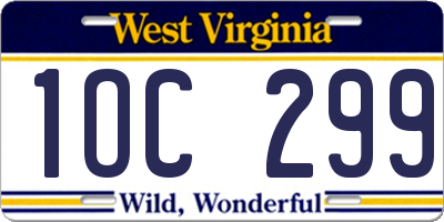 WV license plate 1OC299
