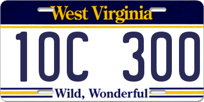 WV license plate 1OC300