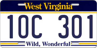 WV license plate 1OC301