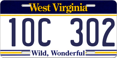 WV license plate 1OC302