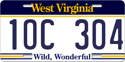 WV license plate 1OC304