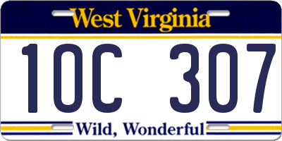 WV license plate 1OC307