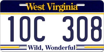 WV license plate 1OC308