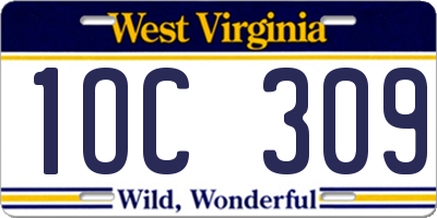WV license plate 1OC309