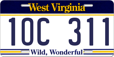 WV license plate 1OC311