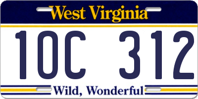 WV license plate 1OC312