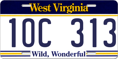 WV license plate 1OC313