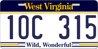 WV license plate 1OC315