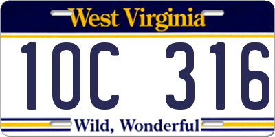 WV license plate 1OC316
