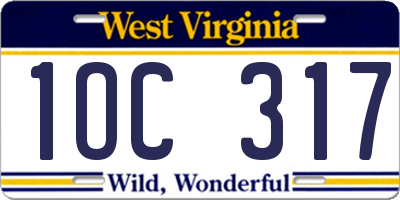 WV license plate 1OC317