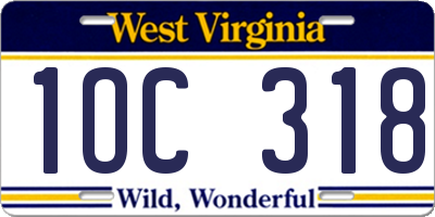WV license plate 1OC318