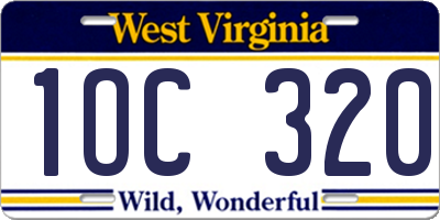 WV license plate 1OC320