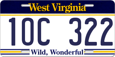 WV license plate 1OC322
