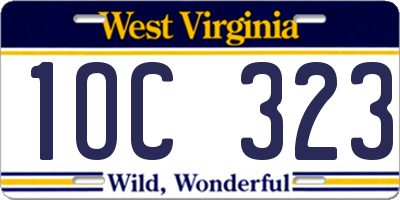 WV license plate 1OC323