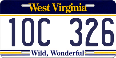 WV license plate 1OC326