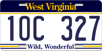 WV license plate 1OC327