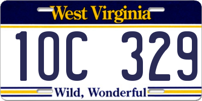 WV license plate 1OC329