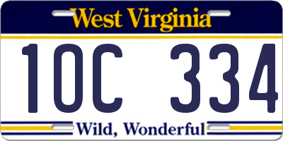 WV license plate 1OC334