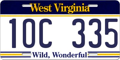 WV license plate 1OC335
