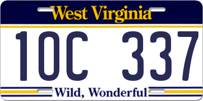 WV license plate 1OC337