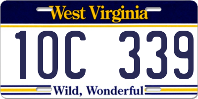 WV license plate 1OC339