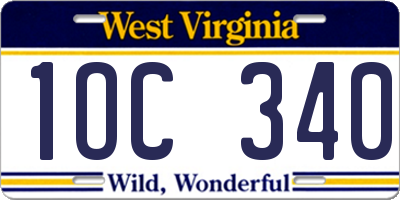 WV license plate 1OC340