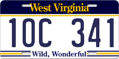 WV license plate 1OC341